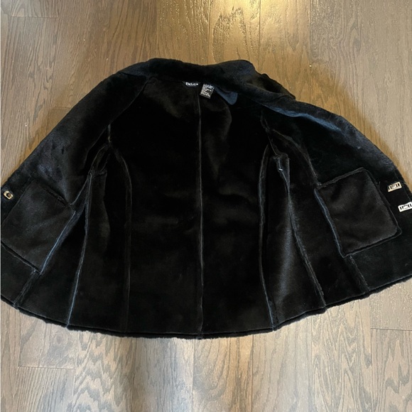 Leather Suede Vest Sz 16 Fur Trim Collar Black NWT Mobwife Biker Winter Glam - Picture 9 of 11